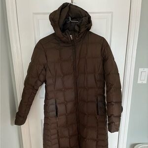 Patagonia Women's Brown Hooded Quilted Long Puffer Coat